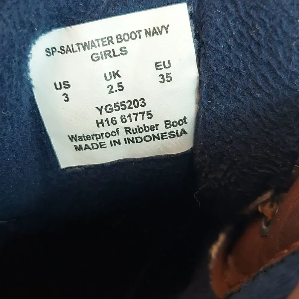 Sperry Saltwater Duckboots Navy Blue Sz 3